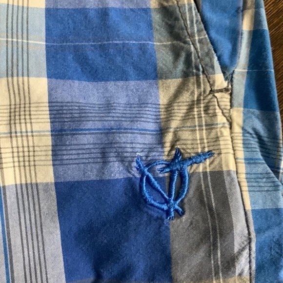 Boys VANS Blue Plaid Retro Shorts - Picture 3 of 7